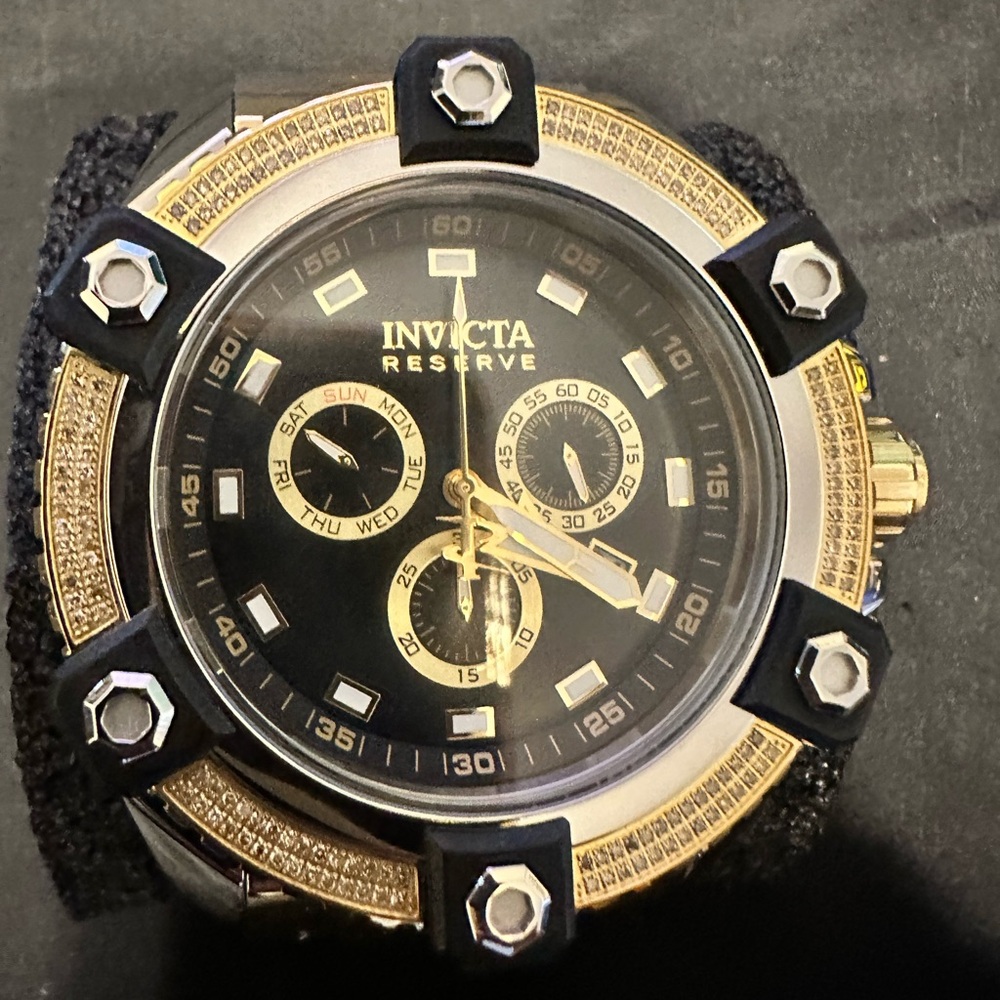 Invicta Reserve Black and Gold Chronograph Watch